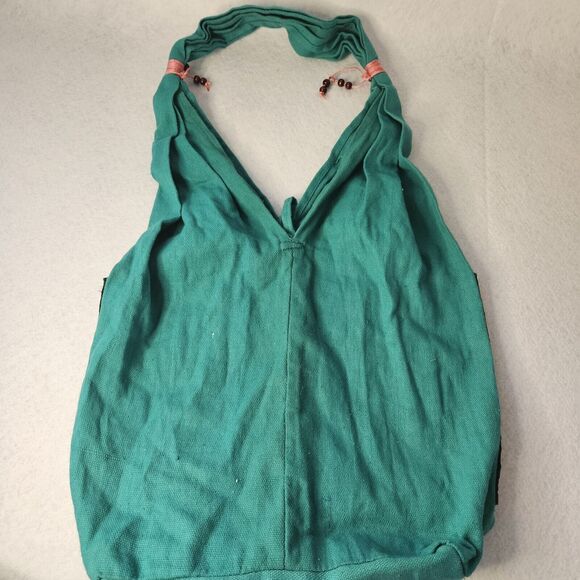 Green Boho Elephant Crossbody with Wood Button Handmade Satchel Shoulder Bag - Picture 2 of 5